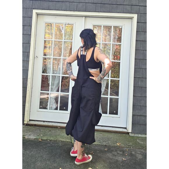 DOUF. Black Ripstop UFO Overalls Black One Size Fits Most Elastic Strap Buckle - Picture 2 of 8